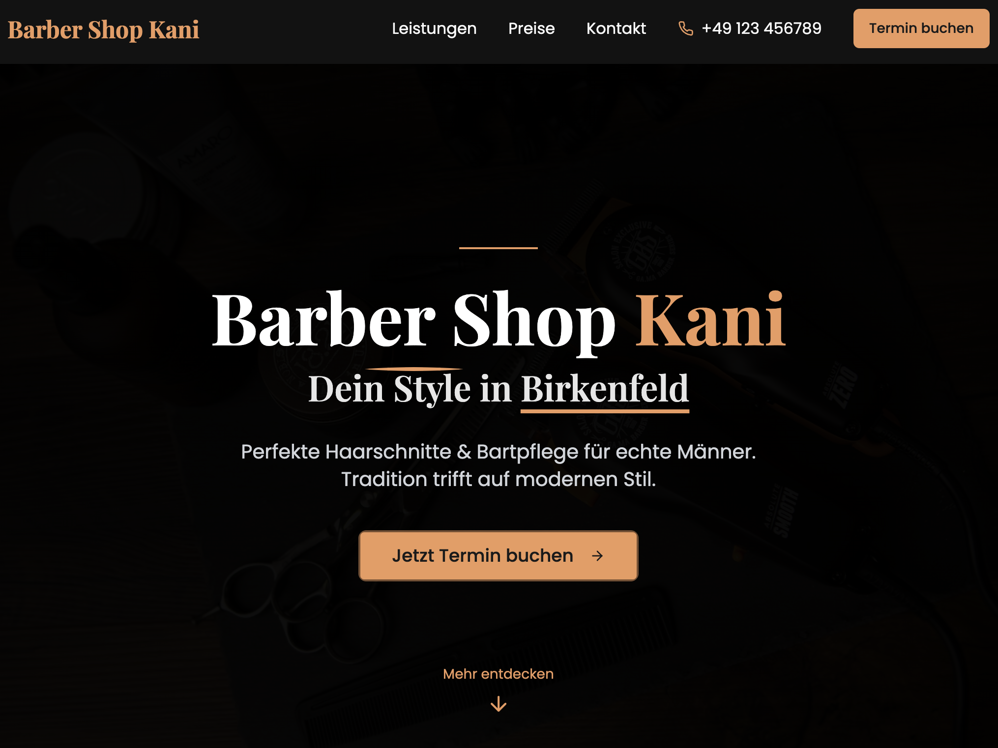 Barber Shop Kani Webseite