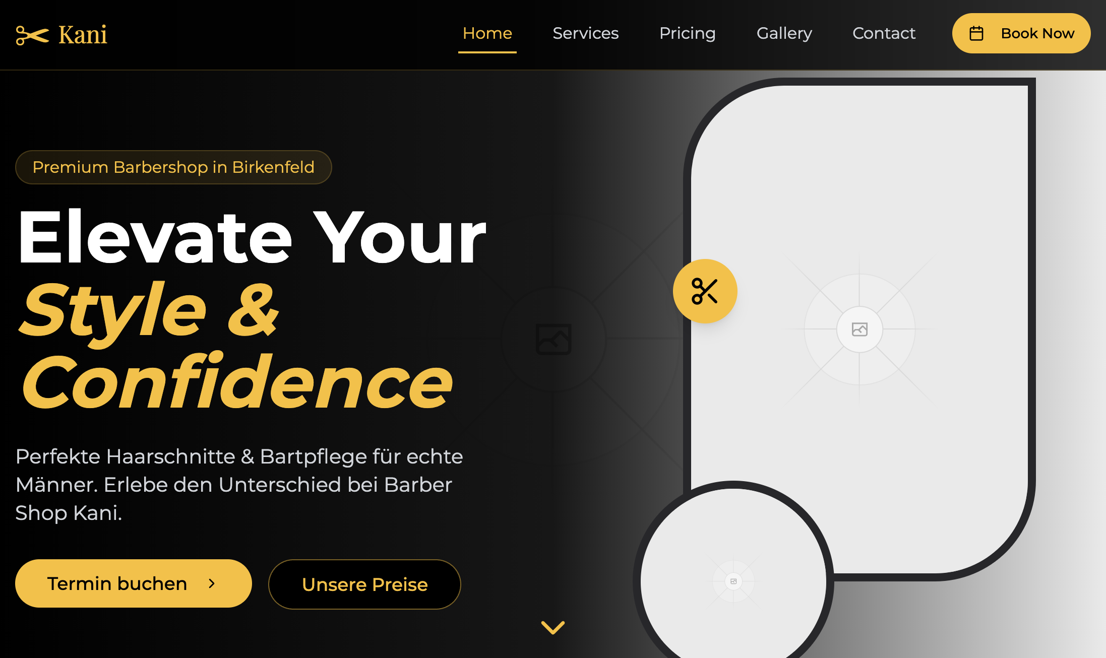Kani Barbershop Webseite